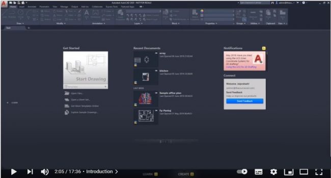 Black and white with red start screen by autocad mechanical