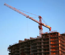 building site with crane