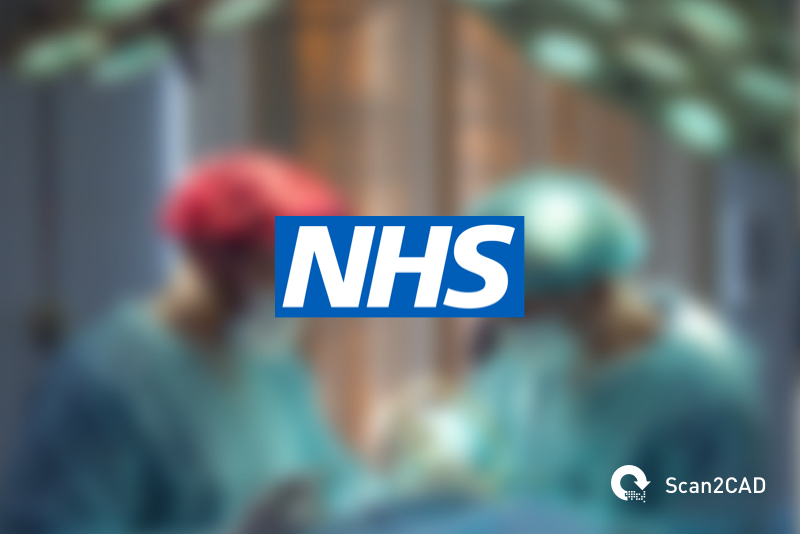 Two doctors in surgery, NHS logo