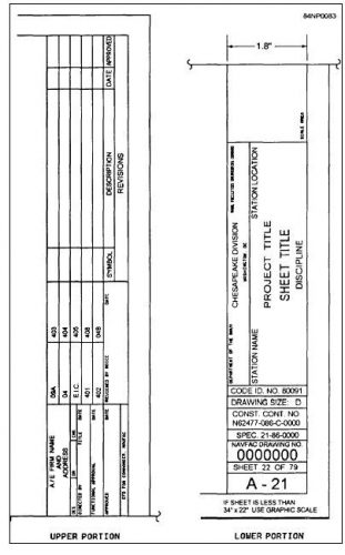 Black and white examples of vertical title blocks
