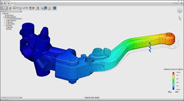 Screenshot of Fusion 360's finite element analysis