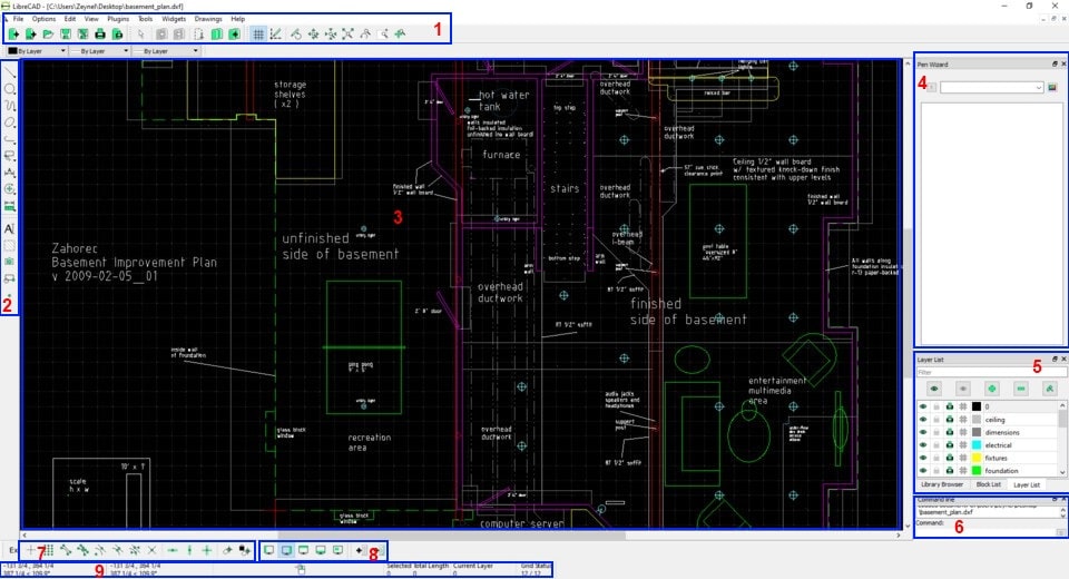 LibreCAD interface