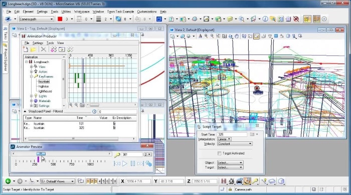Keyframed targets in MicroStation