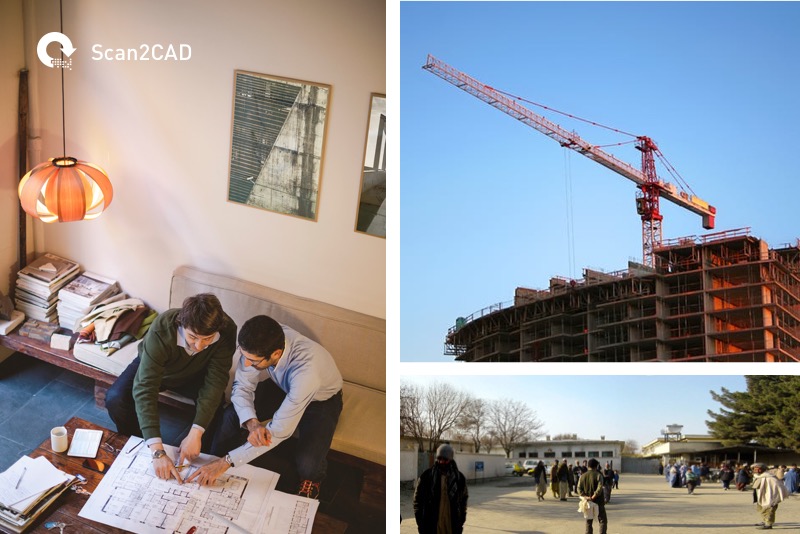 Two Architects, A Crane and a hospital building