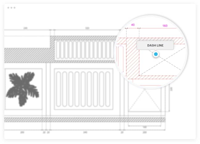 Dashlines recognised in image using object recognition