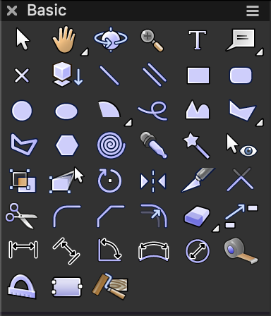 Basic Palette on Vectorworks