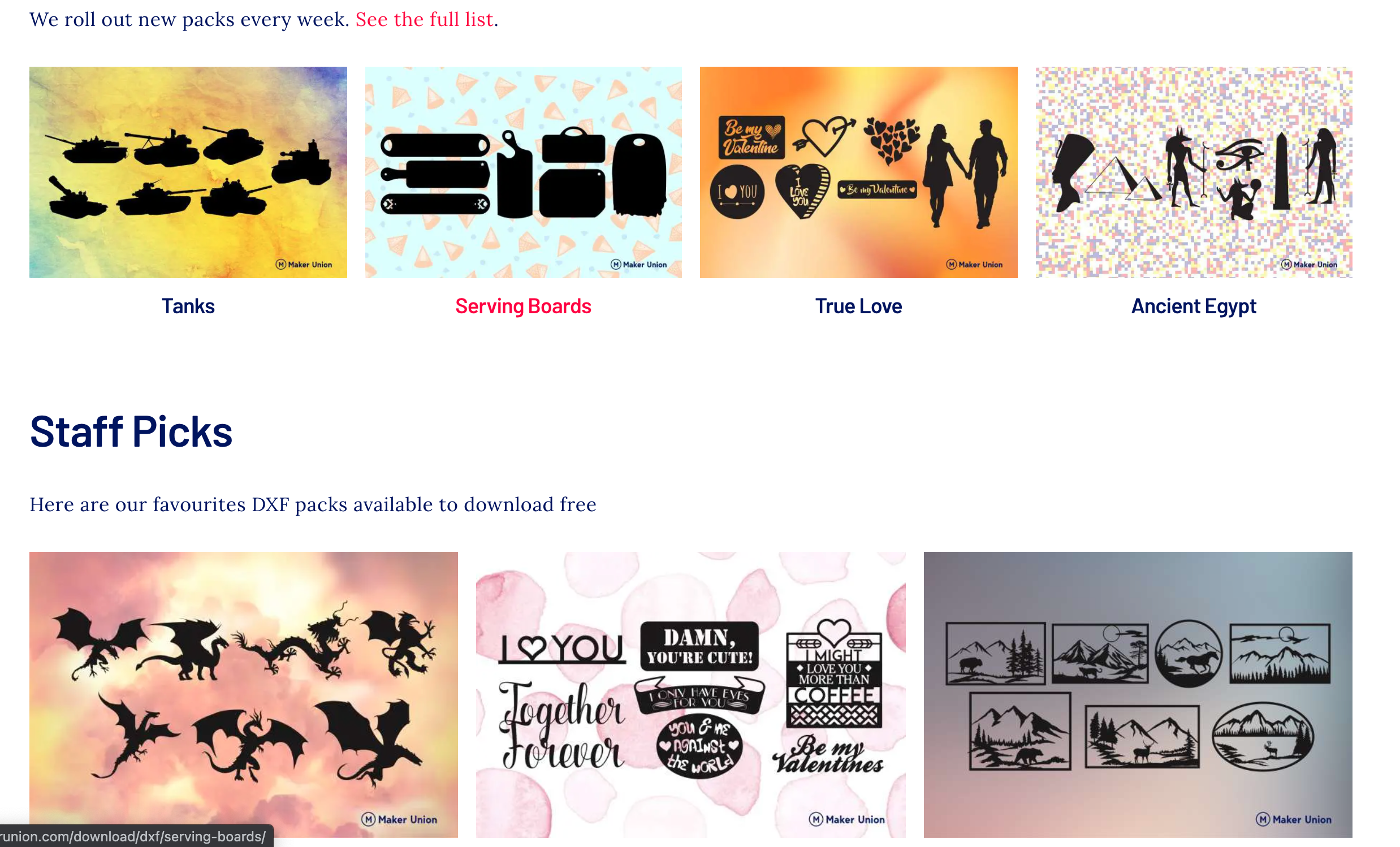 Maker Union free DXF files website