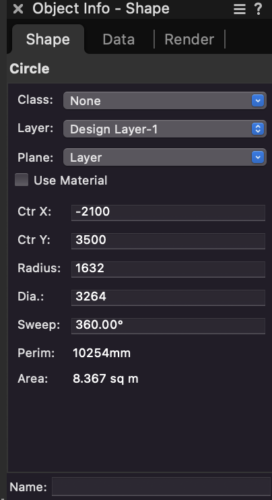 Object Info Palette on Vectorworks