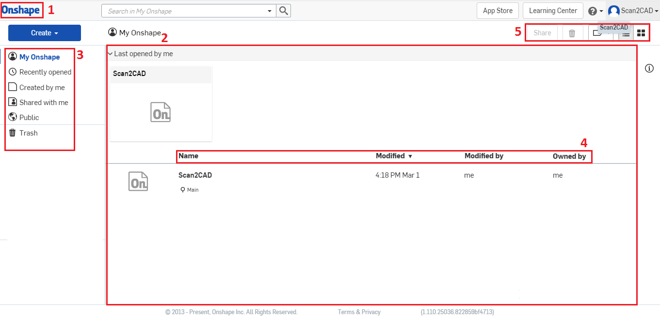 Onshape document page