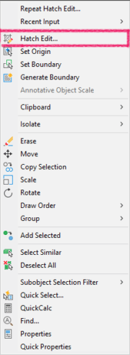 Right-Click Hatch Options in AutoCAD