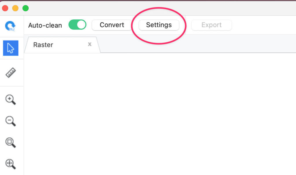 Scan2CAD Settings button