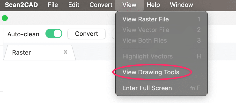 Scan2CAD view Drawing tools