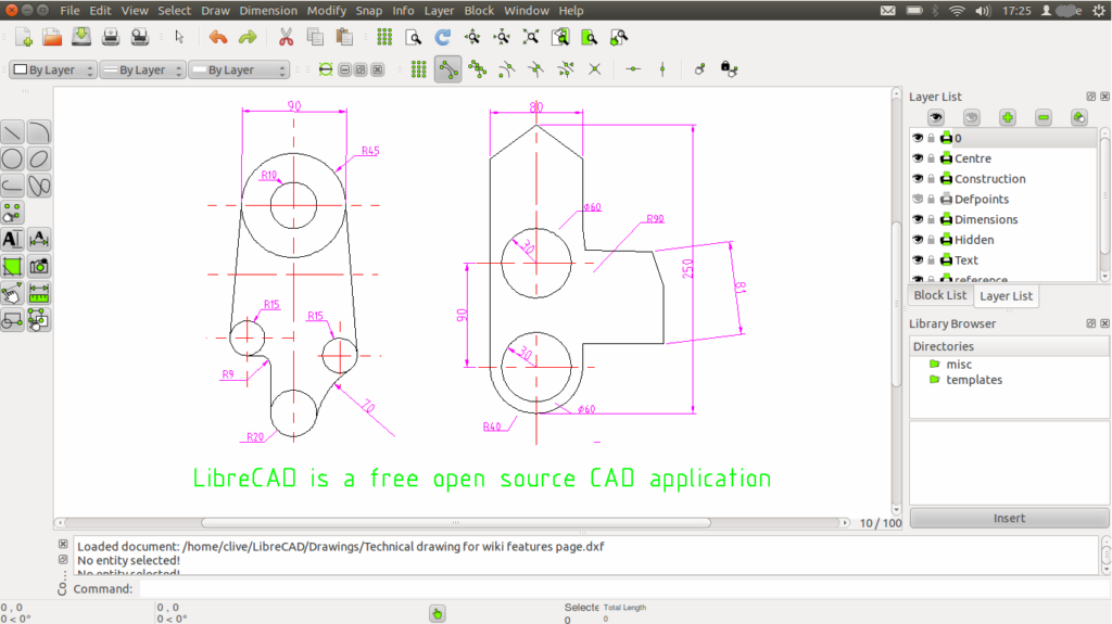 Screenshot of LibreCAD