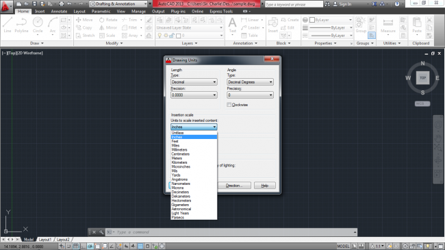 Black and white selecting units in autocad mechanical