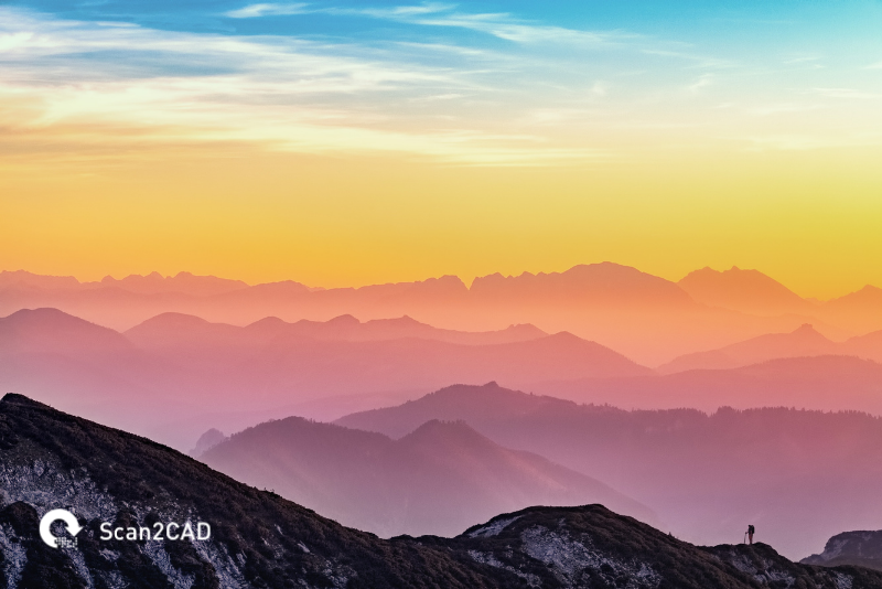 Colorful sunset in mountain range