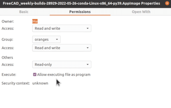 Ubuntu Linux Permission Window