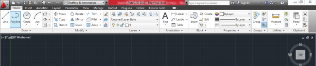 Black and white viewport controls set to top and 2d wireframe by default
