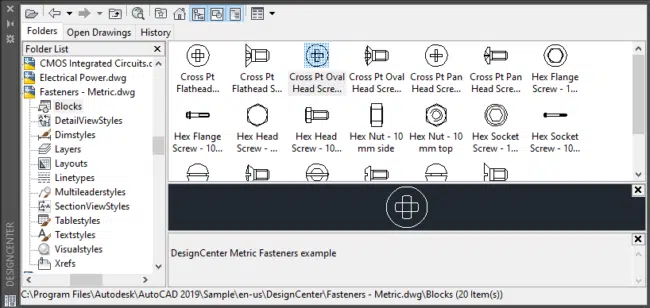 AutoCAD DesignCenter Window