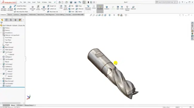 End mill cutter 3D CADmodel