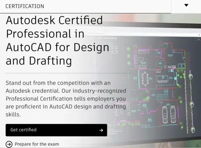 Get Started Button on Autodesk Certification Program Website