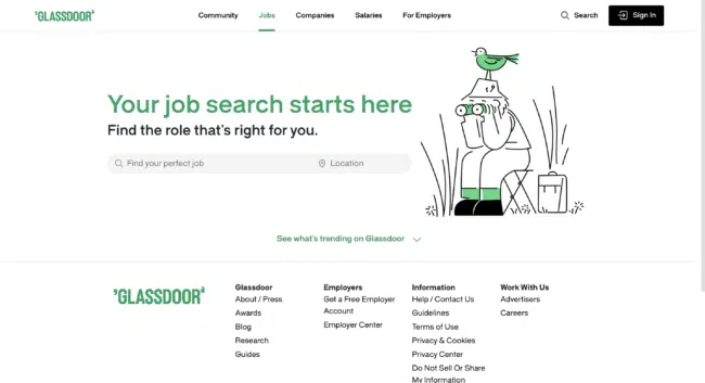Glassdoor Jobs Homepage