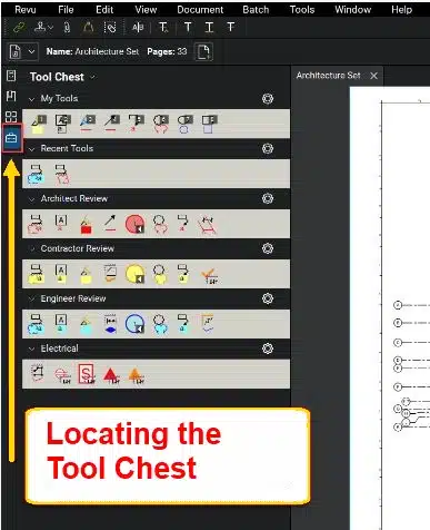 Opening tool chest from the left panel