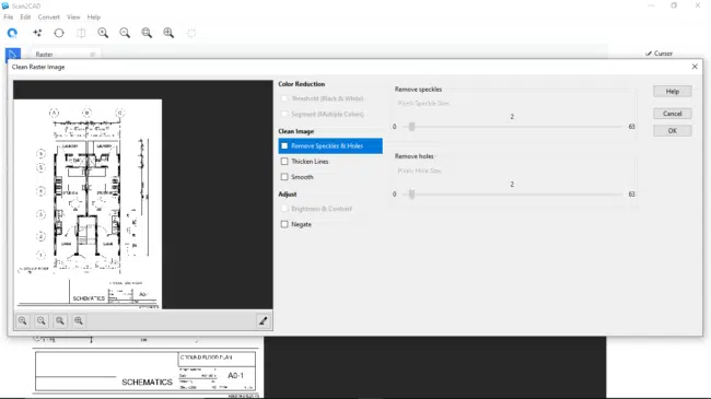 Scan2CAD Clean Raster Image Window
