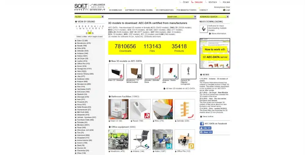 Screenshot of AEC Data