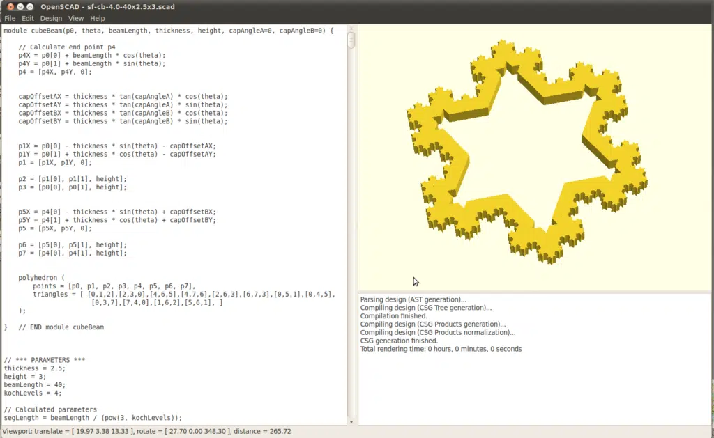 Screenshot of OpenSCAD