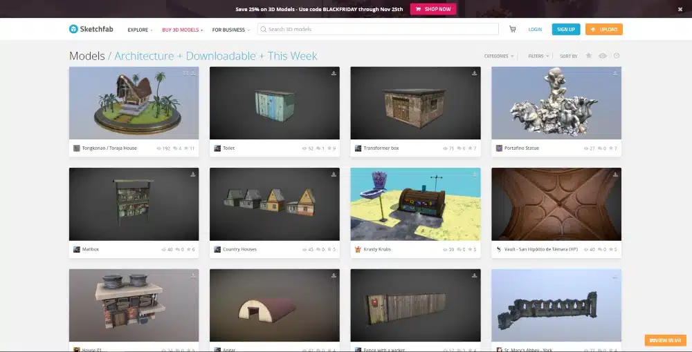 Screenshot of Sketchfab
