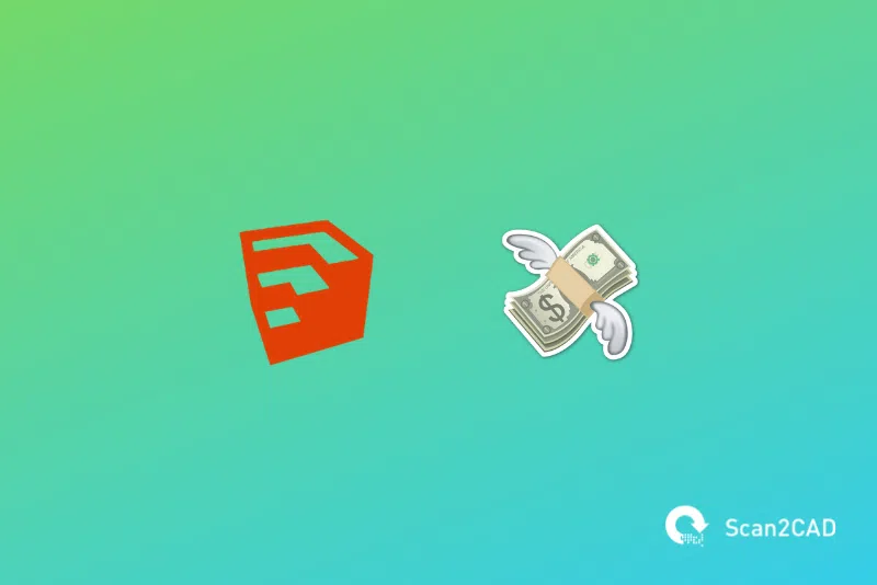 SketchUp icon, flying cash emoji